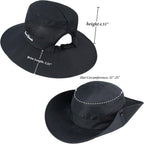 Women's Sun-Hat UV-Protection-Foldable Mesh Wide-Brim Outdoor Summer Beach Fishing Hat with Ponytail-Hole