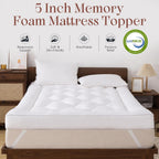 5 Inch Queen Size Memory Foam Mattress Topper, Breathable Cooling Gel Pillow Top Bed Topper, Pressure Relieving Soft Supportive Mattress Pad For Back Pain, 60X80X5 Inch