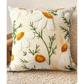 Embroidered Throw Pillow Cover - 18X18 Decorative Pillow Cover With Zipper Aesthetic Cute Design Boho Spring Summer Cozy Throw Pillowcase For Living Room Couch Sofa Bed, White Daisy