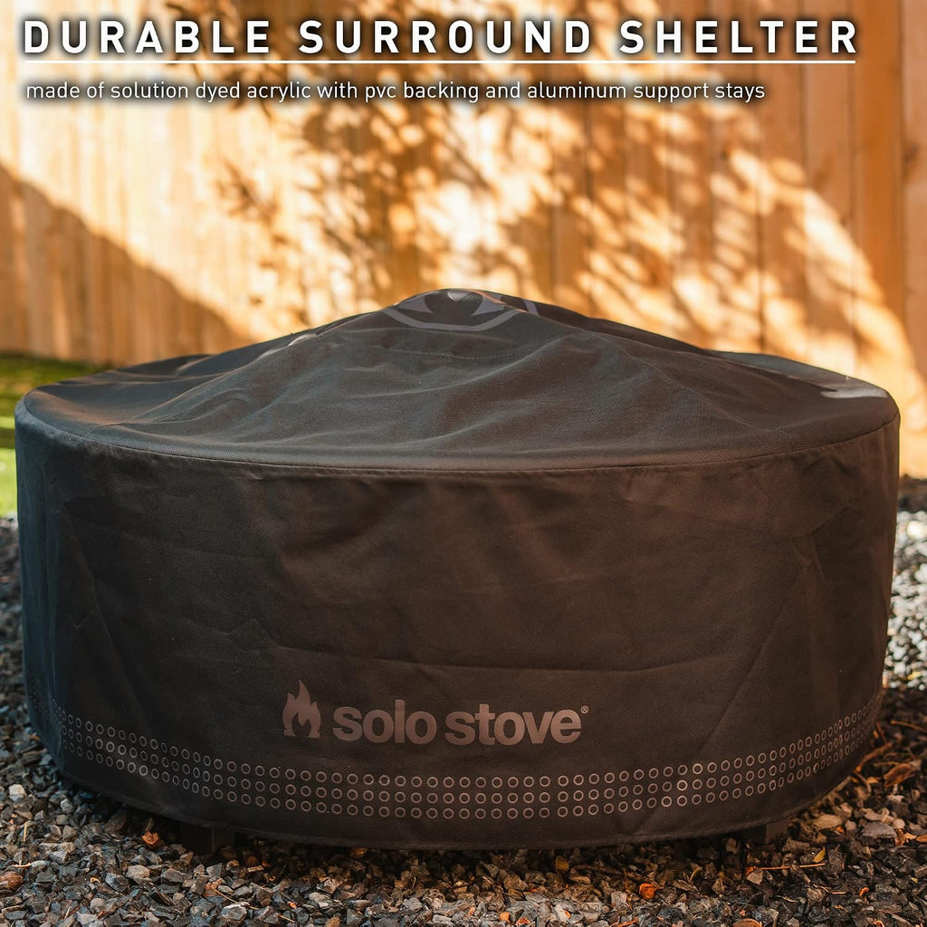 Solo Stove Surround Shelter Small | Protective Cover For Fire Pit Surround Table, Weather-Resistant, Solution Dyed Acrylic/ Pvc Backing/ Aluminum Support Stays, Dims (Hxdia): 20.8 X 42.5 In, Black