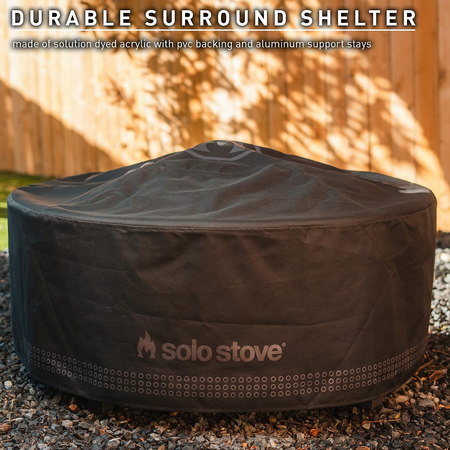 Solo Stove Surround Shelter Small | Protective Cover For Fire Pit Surround Table, Weather-Resistant, Solution Dyed Acrylic/ Pvc Backing/ Aluminum Support Stays, Dims (Hxdia): 20.8 X 42.5 In, Black