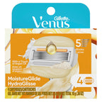 Venus MoistureGlide Women's Razor Blades, With Built-in Shave Gel Bars, 4 Razor Blade Refills