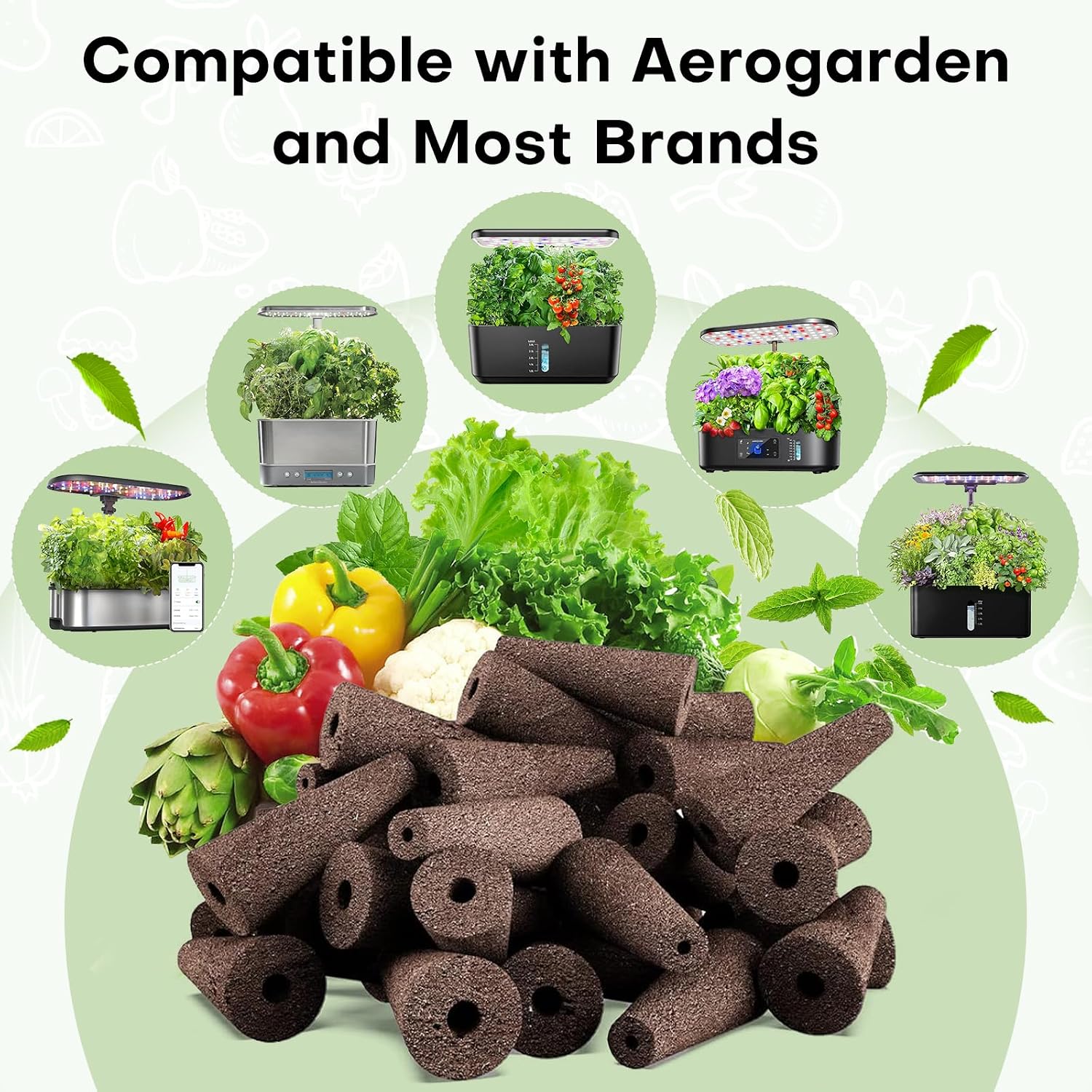 50Pcs Hydroponic Pods Kit: Compatible With Aerogarden Herb Kits With 50 Grow Sponges; 50 Pods Lable, Highly Breathable - Indoor Garden Kit Supplies For Most Brands