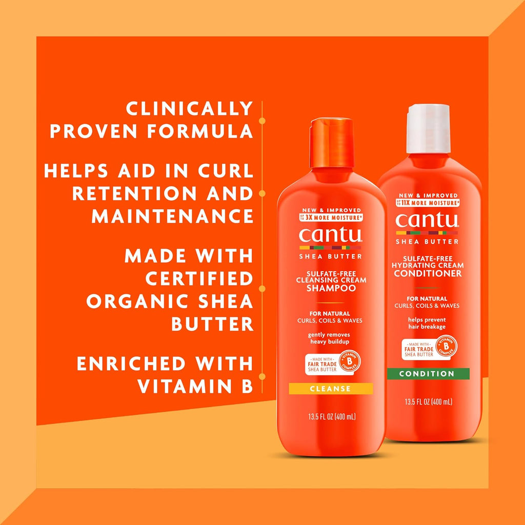 Cantu Shampoo & Conditioner With Shea Butter For Natural Hair, 13.5 Fl Oz (Pack Of 2)