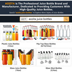 24 PACK, 12 OZ Reusable Plastic Juice Bottles with Caps, Plus 24 Labels & 2 Silicone Funnels - Clear Juicing Bottles for Juice, Smoothies, Ginger, Tea, Coffee - Food Grade & Leakproof Travel Bottles