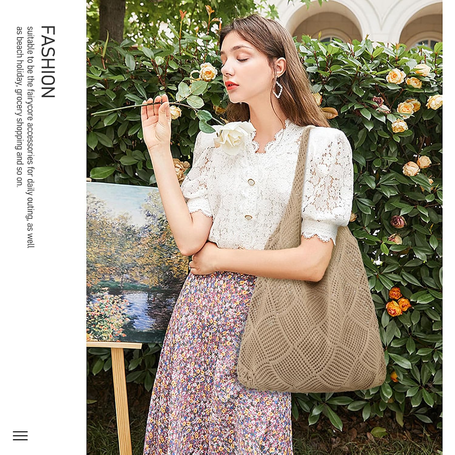 Hatisan Crochet Bag For Women, Handmade Knit Beach Tote Bag Summer