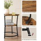 Vasagle 21.7-Inch Round Side Table, 2-Tier End Table | Nightstand With Steel Frame, Spacious Top, For Small Spaces, Living Room, Bedroom, Rustic Brown And Ink Black Ulet56Bx