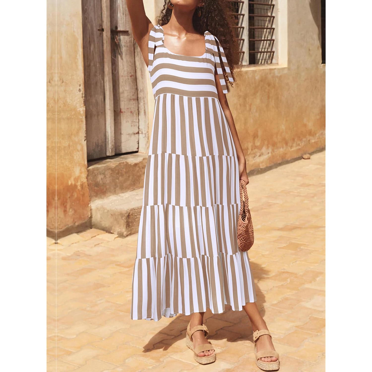 Prettygarden Women Dresses 2026 Summer Floral Sleeveless Maxi Dress Casual Spaghetti Strap Tiered Flowy Beach Long Dress