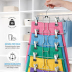 Zober 3-Pack 6-Tier Skirt Hangers With Clips - Pants Hangers With Clips Space Saving, Closet Organization, Swivel Hooks, College Dorm Essentials, Skirt Hangers For Women, Jeans Organizer For Closet