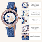 Black By Blue Brave Butterfly Watch For Women, Moving Butterfly Hands | Sapphire Crystal, Genuine Leather, 40 Cz Stones — Unique Gift Watch For Wife, Daughter, Birthday, Elegant Every Day