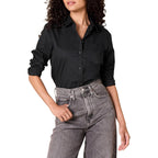 Women's Regular-Fit Long-Sleeve Button-Down Poplin Shirt, Business Casual, Office Work