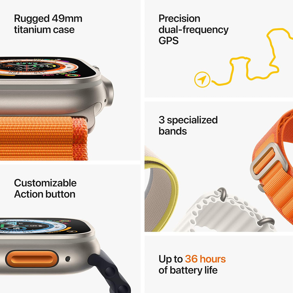 Apple Watch Ultra [GPS + Cellular 49mm] Titanium Case with White Ocean Band, One Size (Renewed Premium)