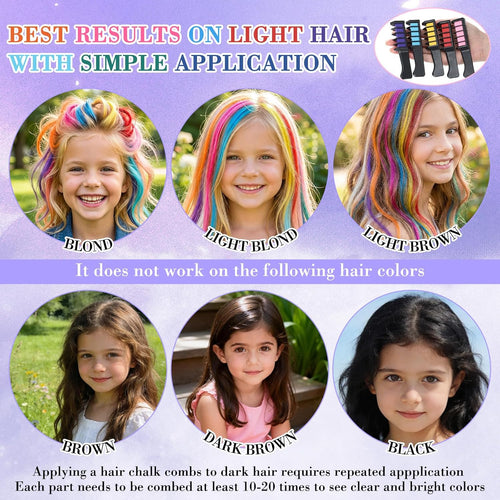 12 Colors Hair Chalk Comb, Temporary Hair Color Dye for Girls, Washable Hair Chalk with Air Bag Comb and Spray Bottle, Festive Fun Hair Chalk Combs, Birthday Christmas New Year Gifts Hair DIY Party