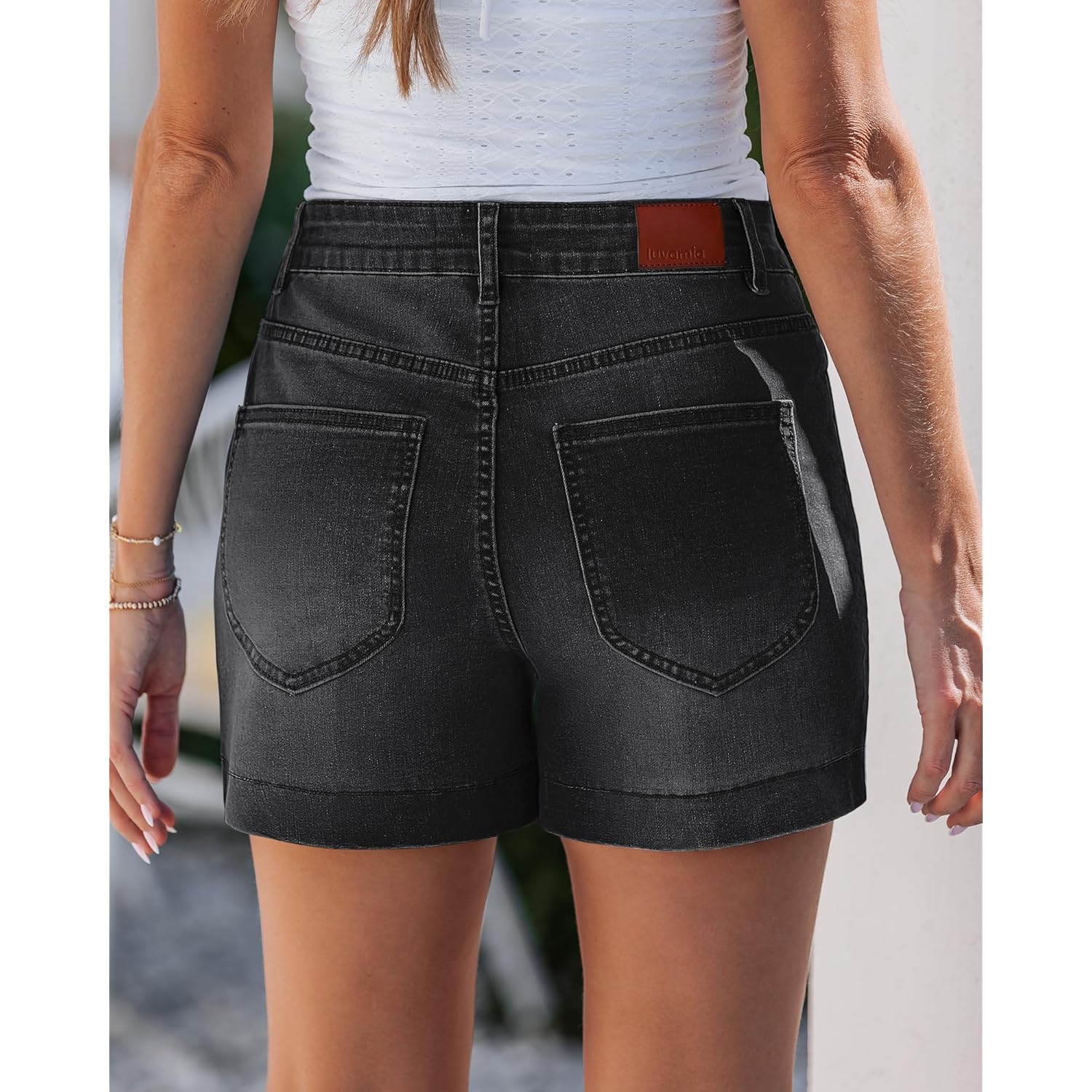 Jean Shorts for Women High Waisted Mid Thigh Mom Stretch Denim Shorts Casual Summer Jorts Country Concert Outfit