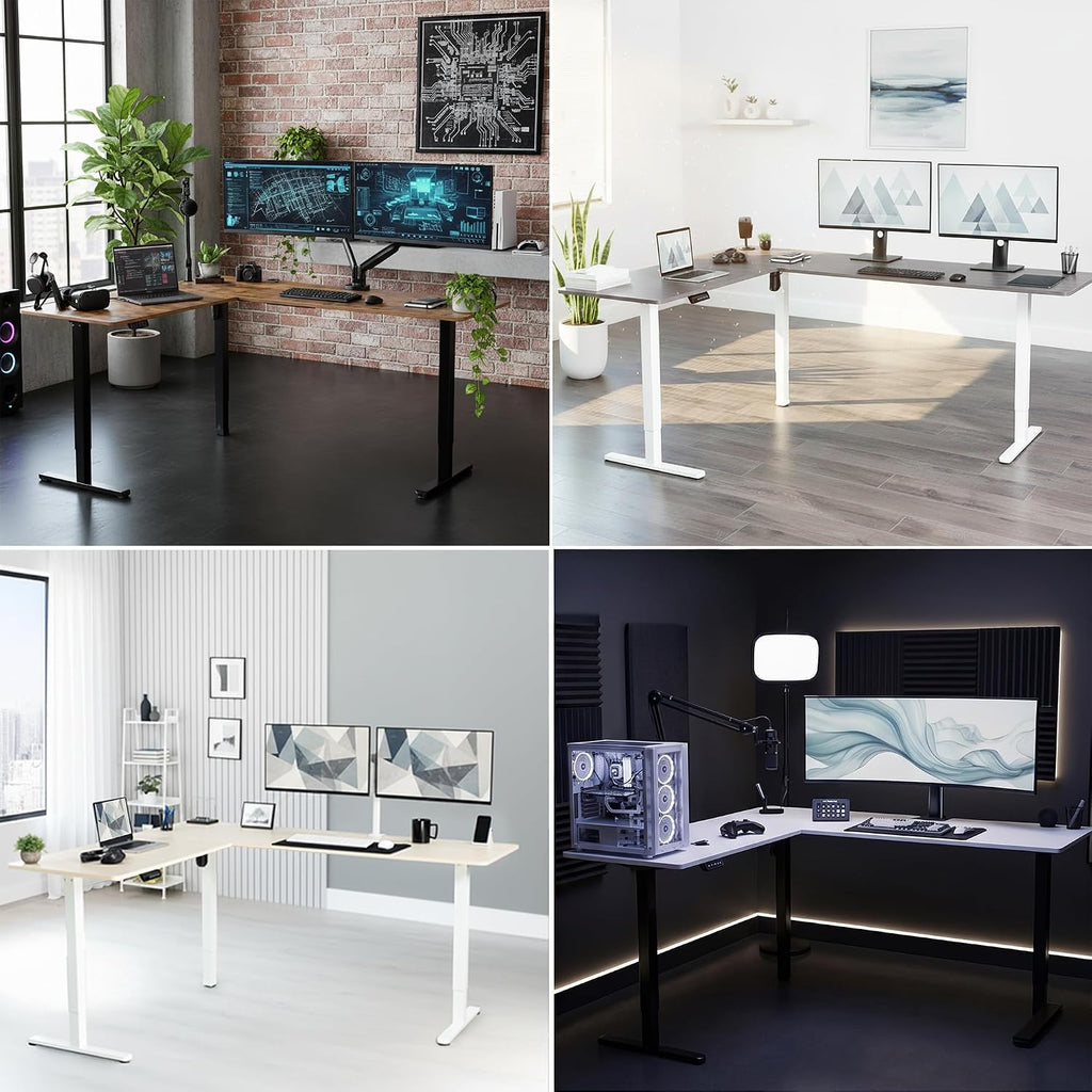 Vivo Black 63 X 55 In Corner Standing Desk, Desk-E3Ctb | Electric, Holds 225 Lbs, Reversible L-Shaped Table, Sit Stand, Height Adjustable, Memory Presets, Black Frame