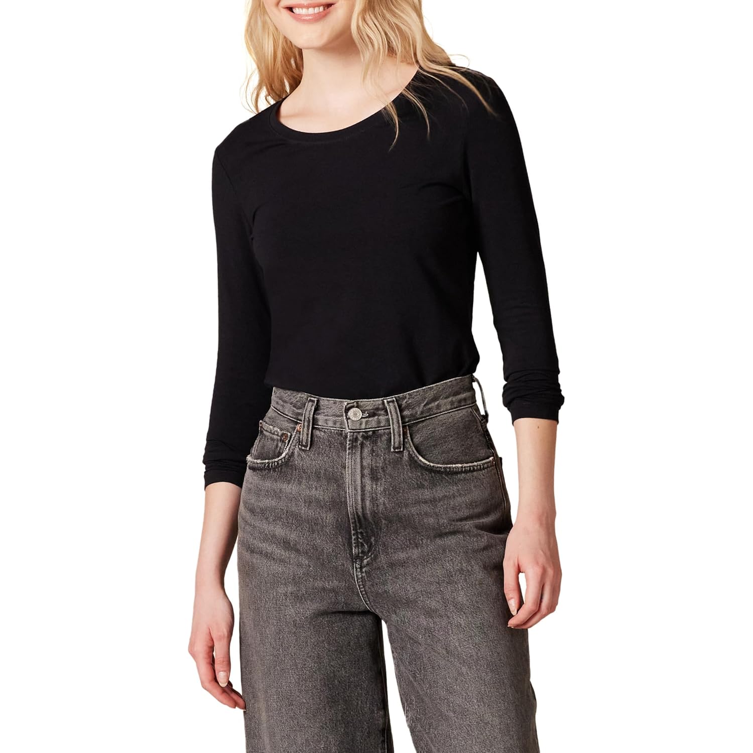 Women's Regular-Fit Long-Sleeve Crewneck T-Shirt (Available in Plus Size)