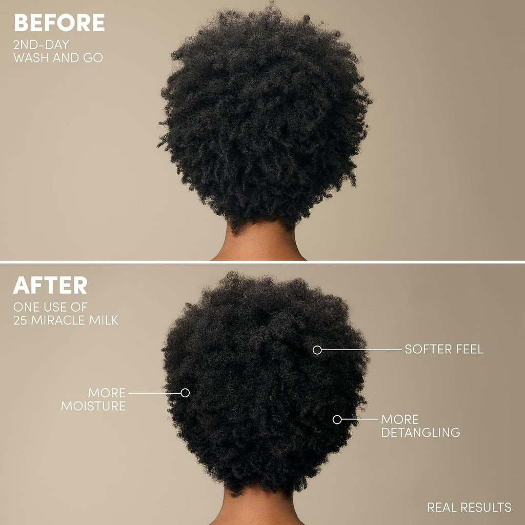 Mizani 25 Benefit Miracle Milk - Leave In Conditioner For Curly Hair, With Coconut Oil, Curl Detangler Spray, Anti Frizz Heat Protectant, No Drying Alcohols, Paraben-Free