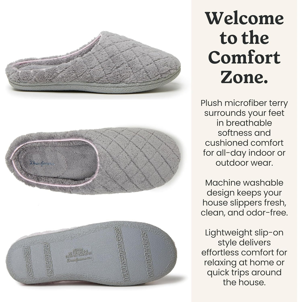 Leslie Terry Clog House Shoes With Memory Foam, Indoor Slippers With Wide Widths
