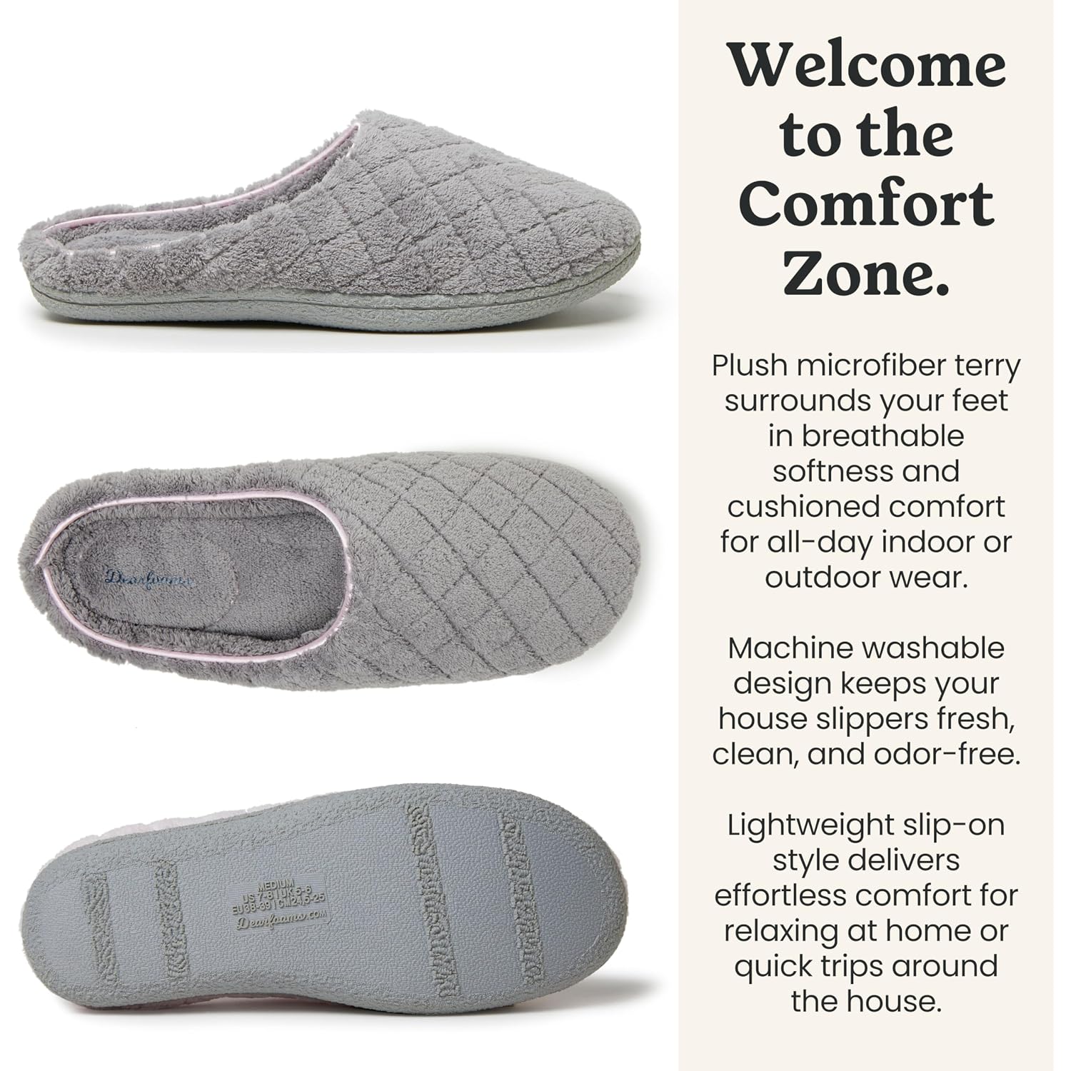 Leslie Terry Clog House Shoes With Memory Foam, Indoor Slippers With Wide Widths