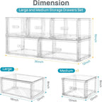 Vtopmart 5 Pack Large & Medium Storage Stackable Drawers Set | Easy Assembly Clear Plastic Storage Cabinet, Durable Dresser For Closet, Bedroom, Entryway, Playroom & Apartment Organization