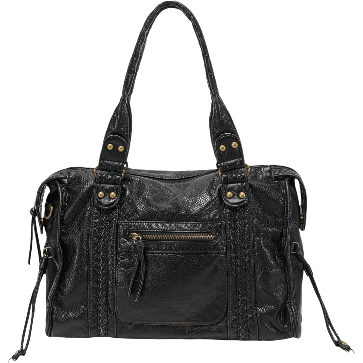 Rivet Crossbody City Bag For Women,Large Retro Washed Leather Handbag Purse,Vintage Y2K Grunge Slouchy Shoulder Bags
