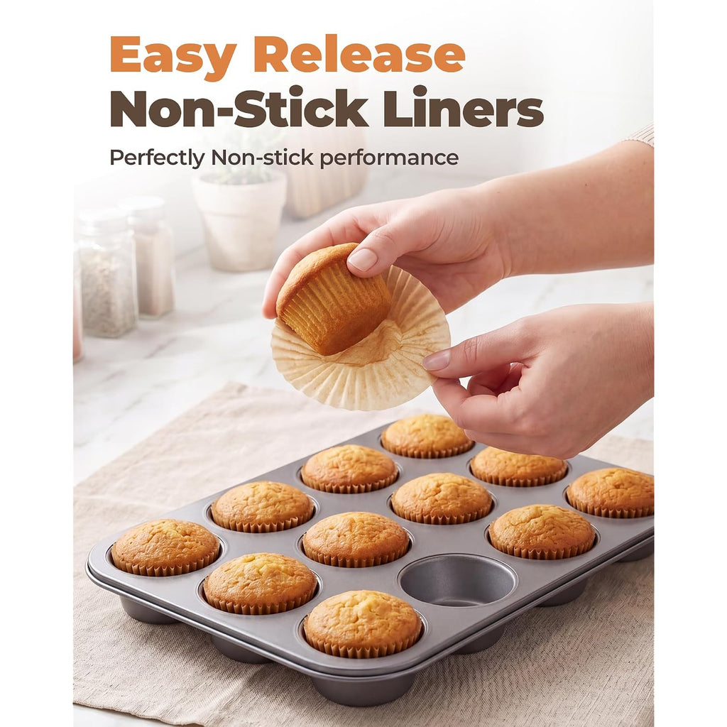Bake Choice Non-Stick 200Pcs Standard Cupcake Liners For Baking, Natural, Food-Grade Cupcake Wrapper, Greaseproof Parchment Muffin Liners