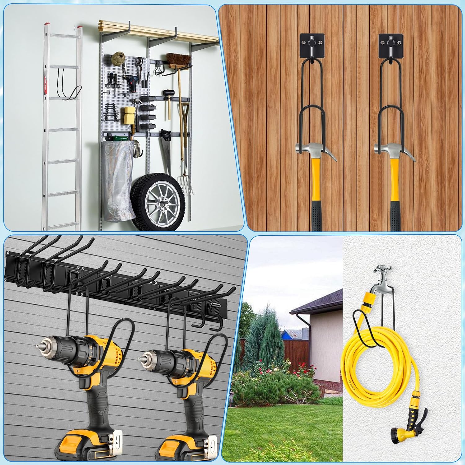 Garden Hose Holder Water Hose Hanger Wall Mounted,304Stainless Steel Solid Hose Hook Holds Up To 50Ft Garden Hose, Expandable Hose, Water Hose(Black Paint 1Pcs)