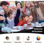 Black Plastic Tablecloth 12 Pack 54" x 108" Disposable Rectangle Table Cover for 6 to 8 Foot, Waterproof & Sturdy, for Party, Wedding, Birthday, Picnic, Indoor Outdoor - Exquisite, Black