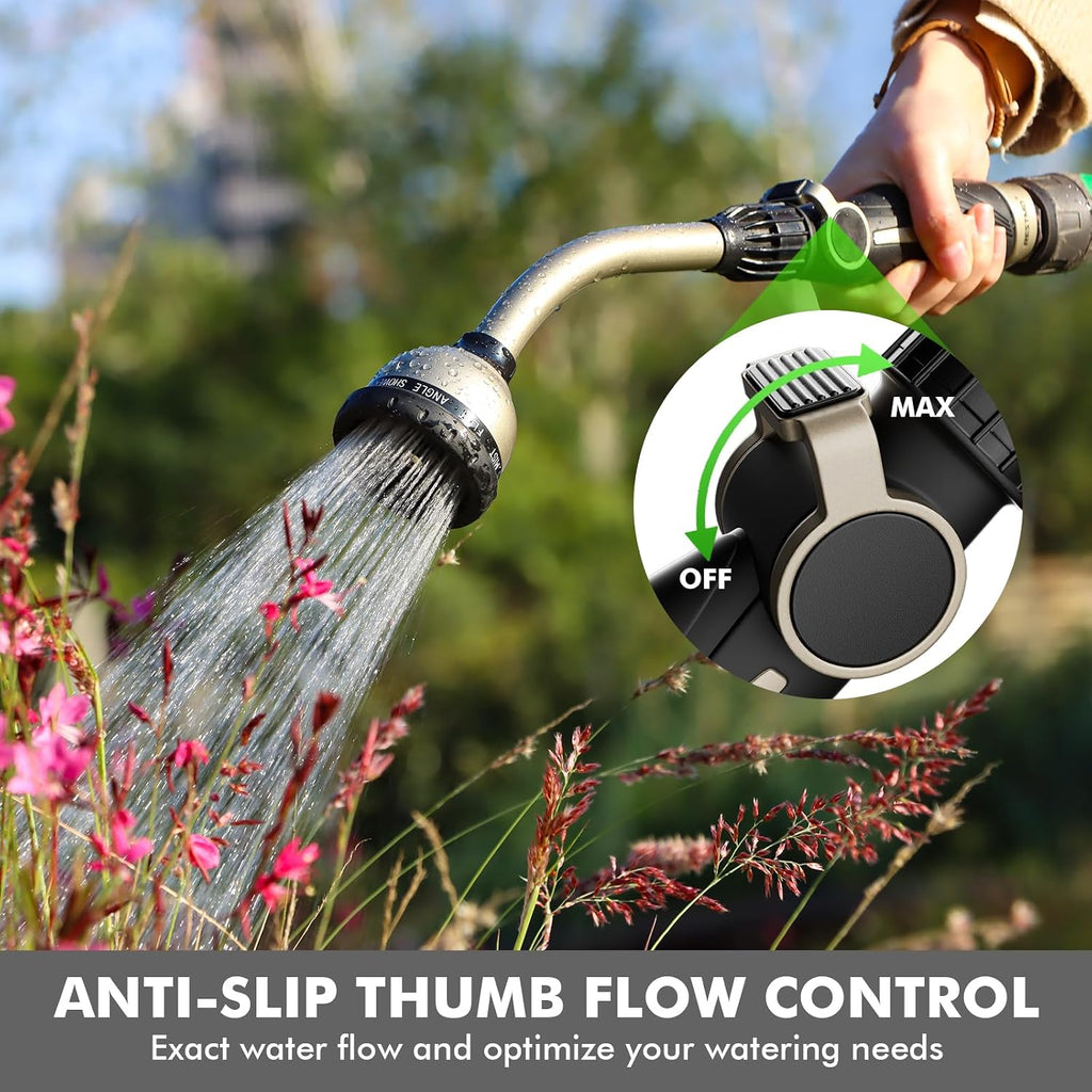 Restmo Watering Wand Heavy Duty, 15-Inch Long Hose Nozzle Sprayer | 10 Spray Patterns & Thumb Flow Control, Metal Garden Hose Wand For Water Hanging Baskets And Shrubs, Bronze