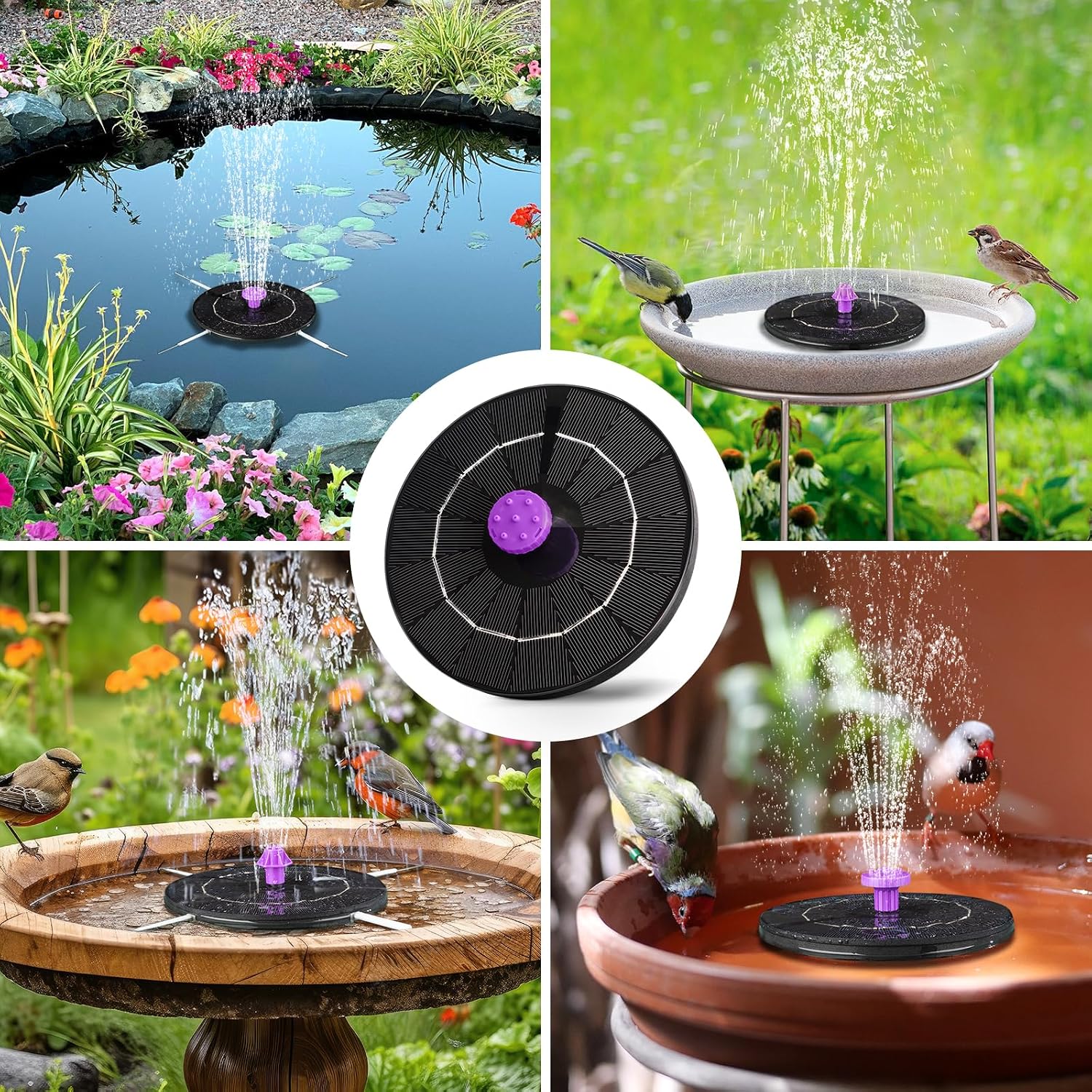 3.5W Solar Bird Bath Fountain Pump, Solar Powered Water Pump, Outdoor Water Fountain With 8-In-1 Nozzles, 4 Fixed Pipes For Hummingbirds, Garden, Pool, Pond