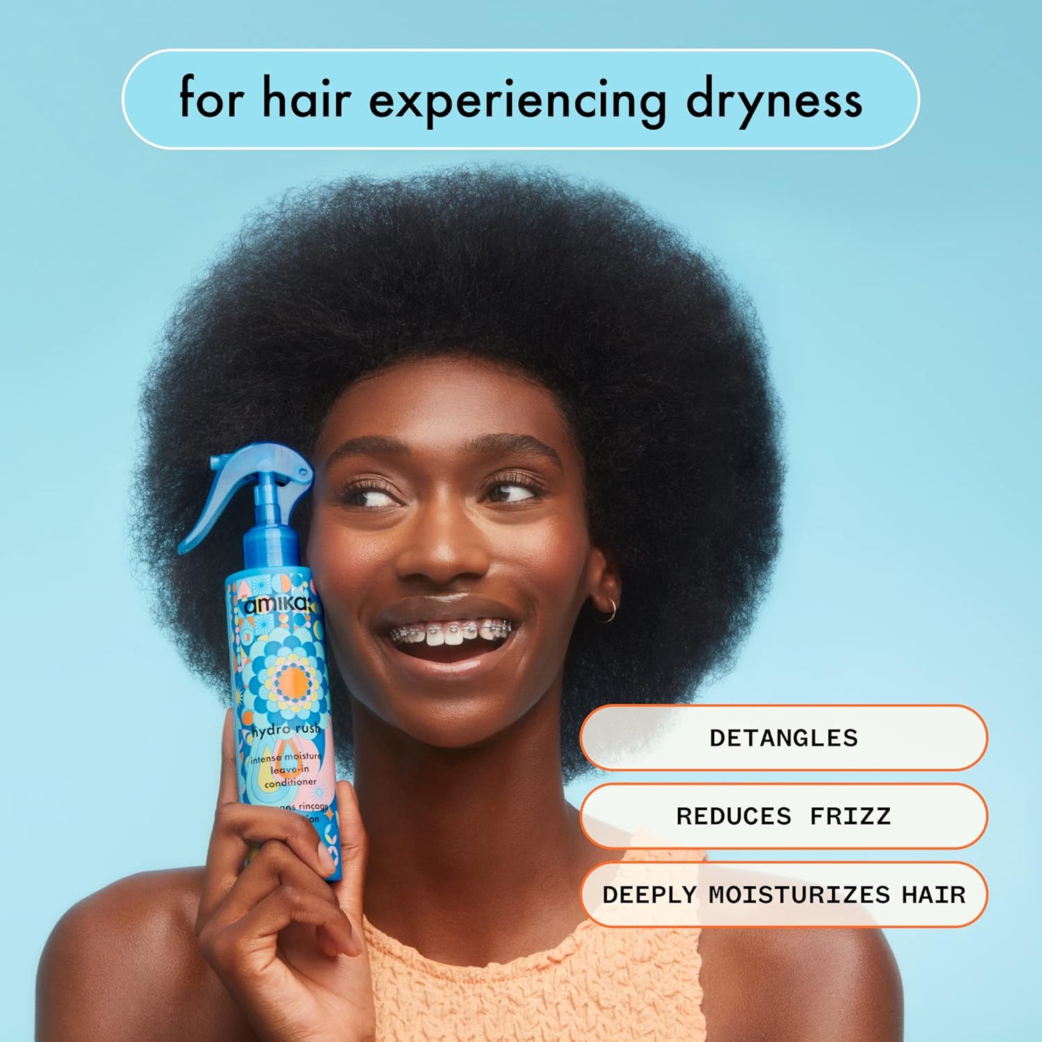 amika Hydro Rush Intense Moisture Leave-In Conditioner with Hyaluronic Acid