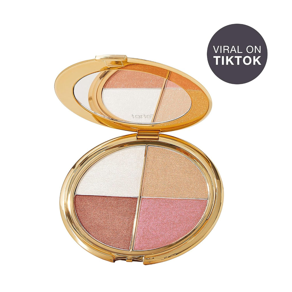 Tarte Glow Wardrobe Highlighting Eye & Cheek Palette – Highlighter, Blush, Bronze & Eyeshadow All-In-One Face & Eye Viral Makeup For Everday Radiant Blendable Glow, Vegan & Cruelty Free, Full Size