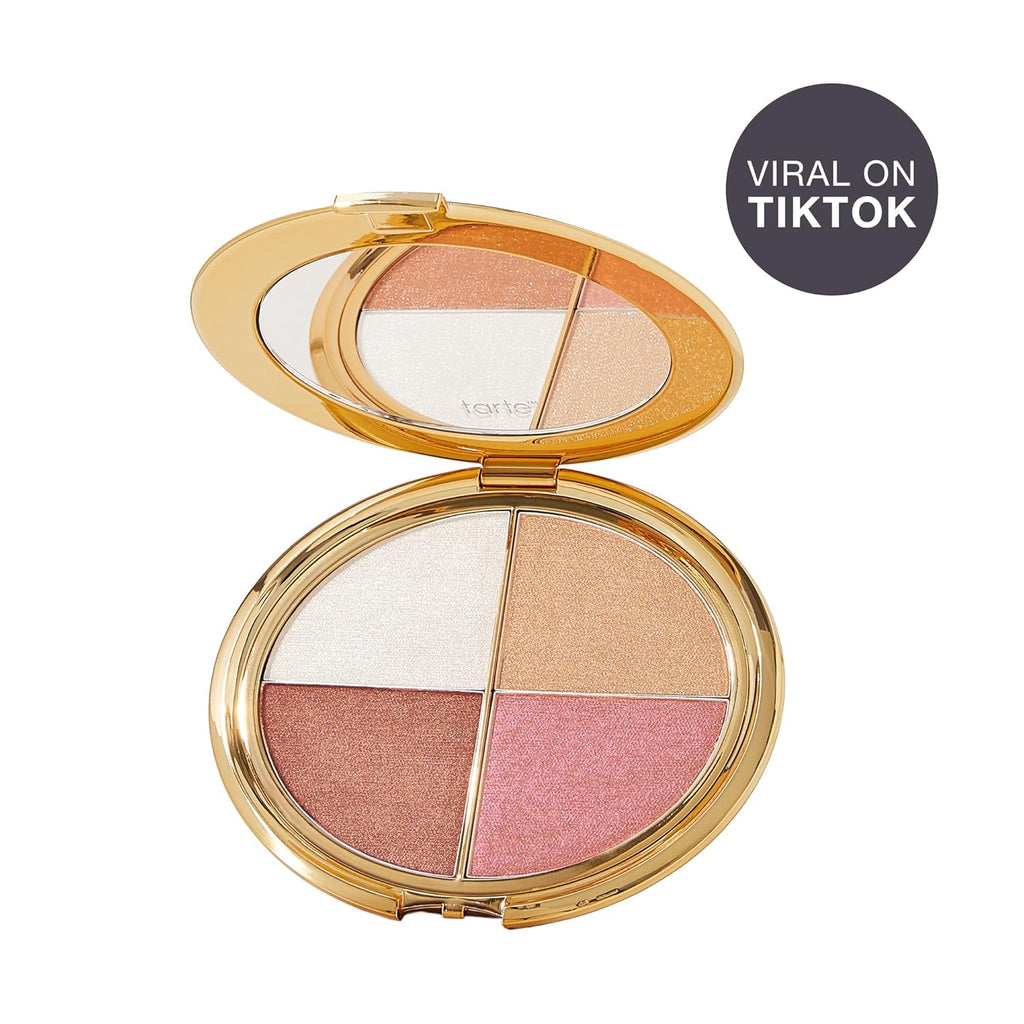 tarte glow wardrobe highlighting eye & cheek palette – Highlighter, Blush, Bronze & Eyeshadow All-in-One Face & Eye Viral Makeup for Everday Radiant Blendable Glow, Vegan & Cruelty Free, full size