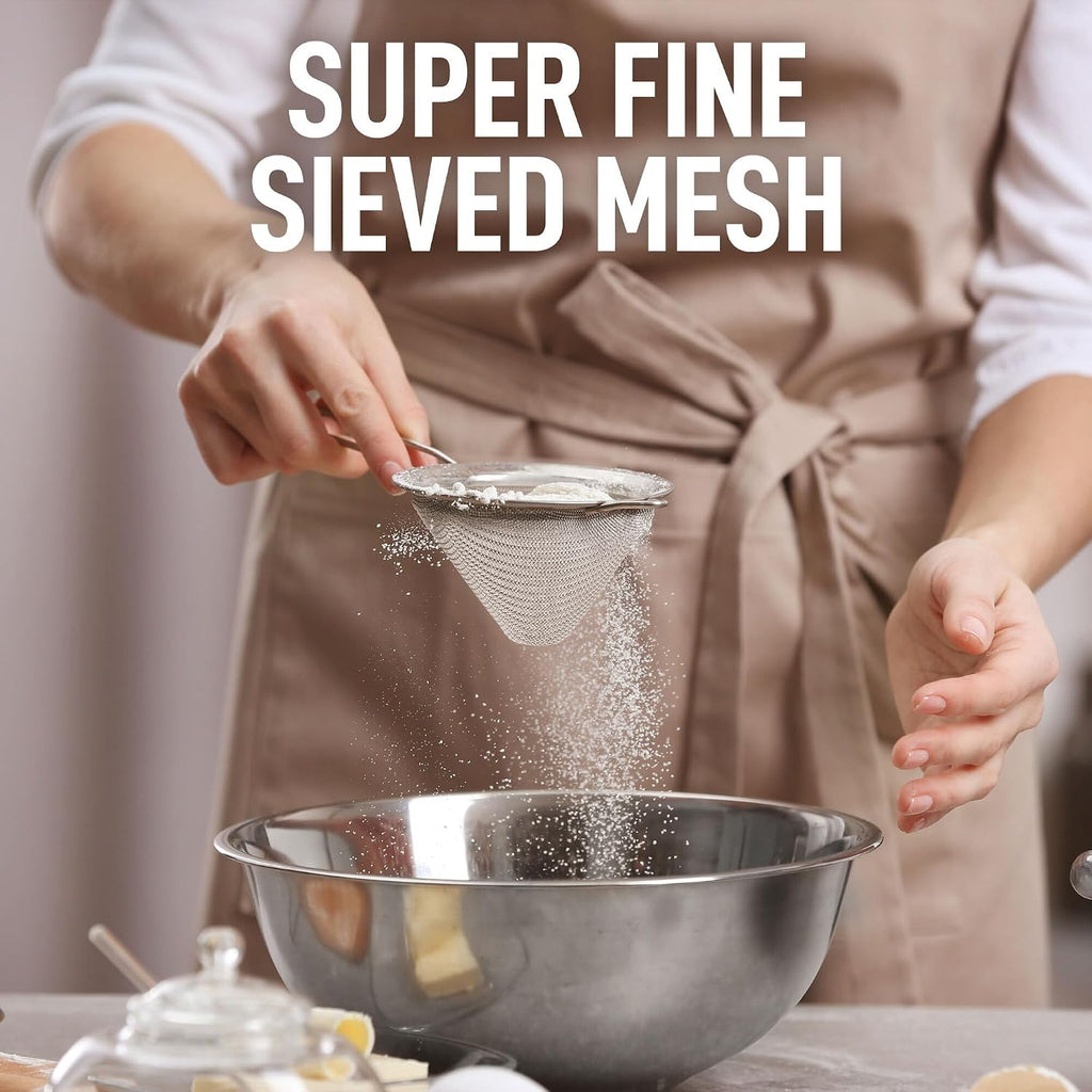 Zulay Kitchen 304 Stainless Steel Fine Mesh Strainer 3.35 In - Strainers Fine Mesh, Tea Strainers For Loose Tea - Perfect For Tea, Cocktails, Juicing, Drinks, Liquids, Matcha, Coffee & More