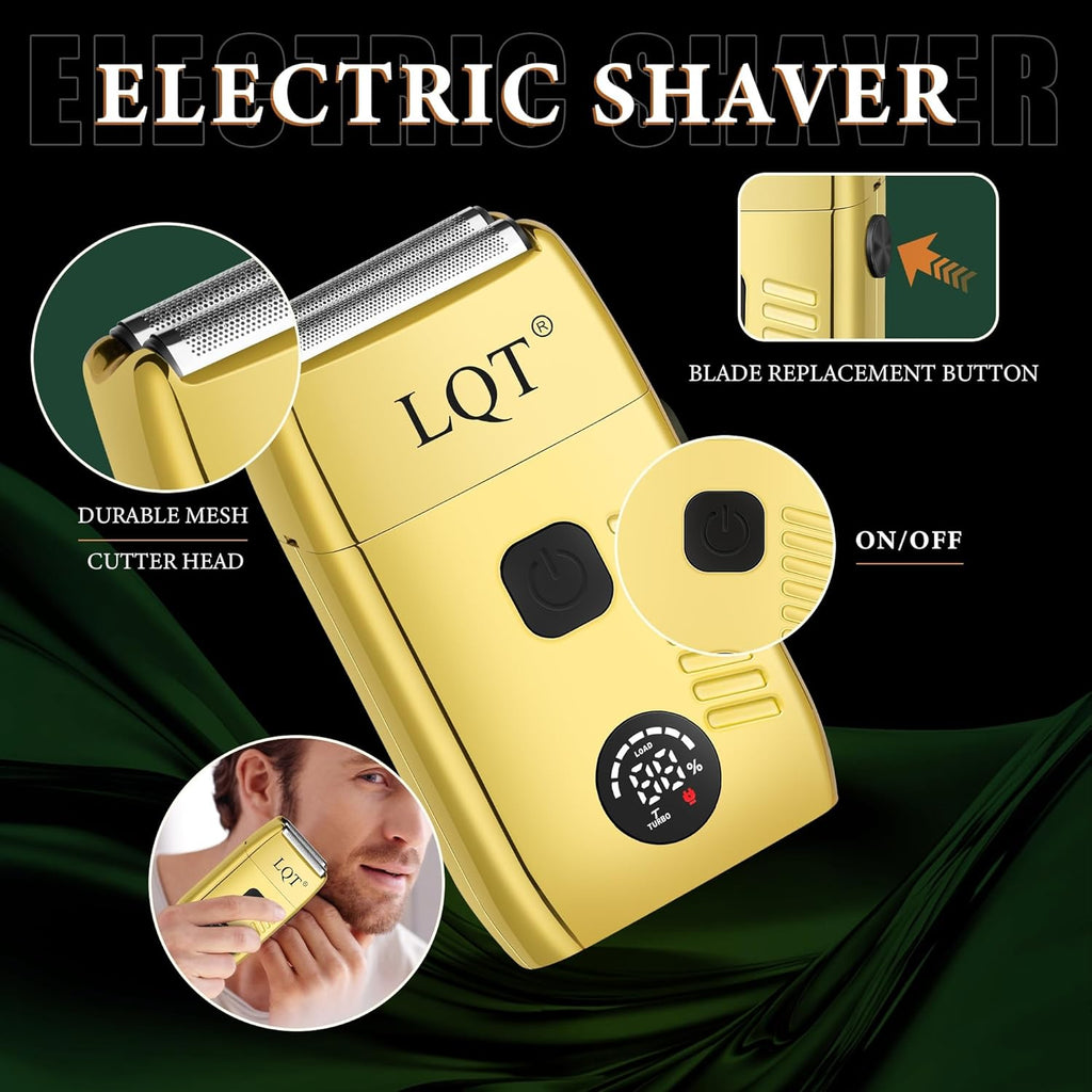 Hair Clippers for Men Professional, Beard Trimmer Kits & Sets, Electric Shavers, Hair Clippers & Trimmer Ceramic T-Blade, for Barber, Father Gifts for Men (Gold)
