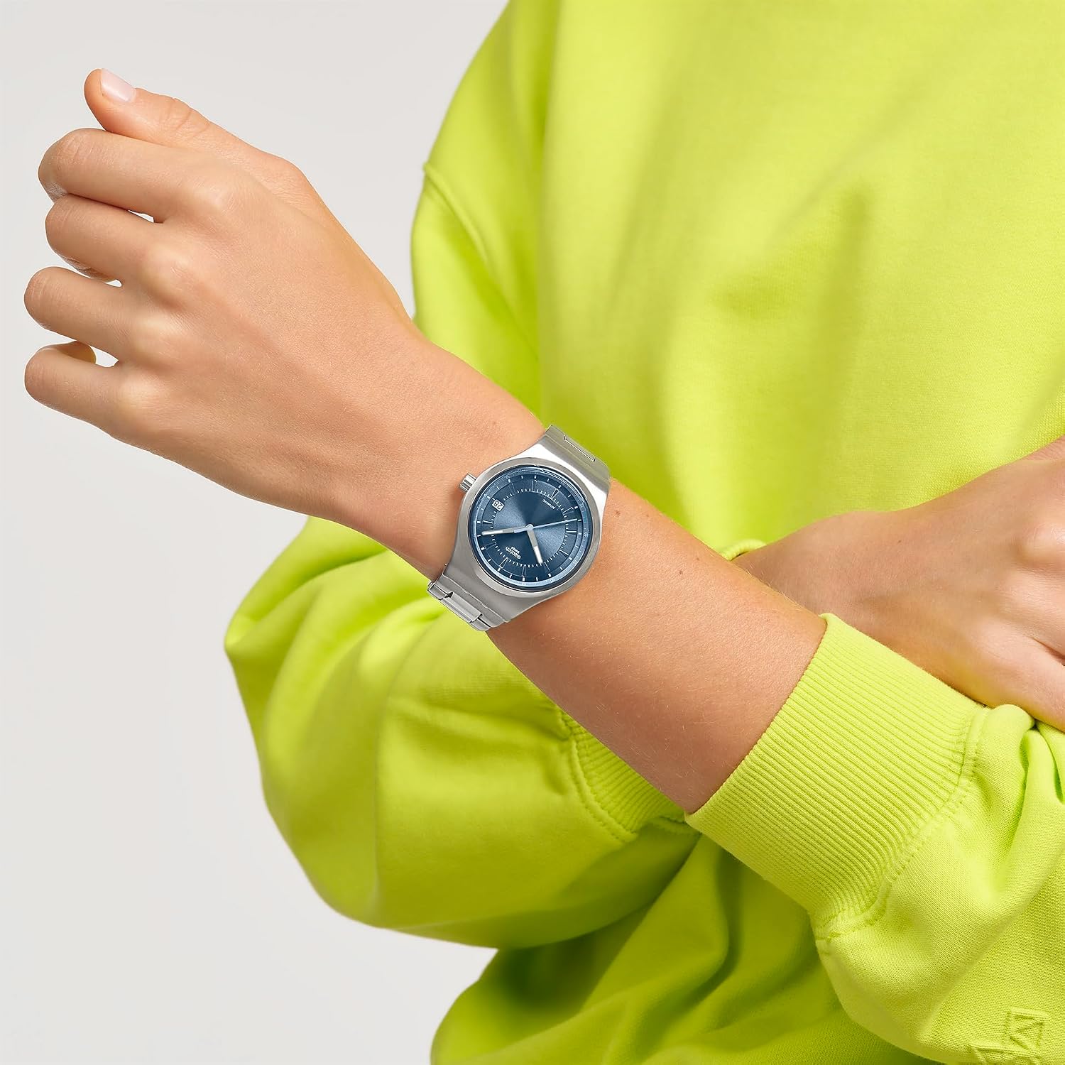 Swatch Irony Sistem51 Unisex Watch Casual Polymer Blue Automatic Waterproof Shimmer At Dusk