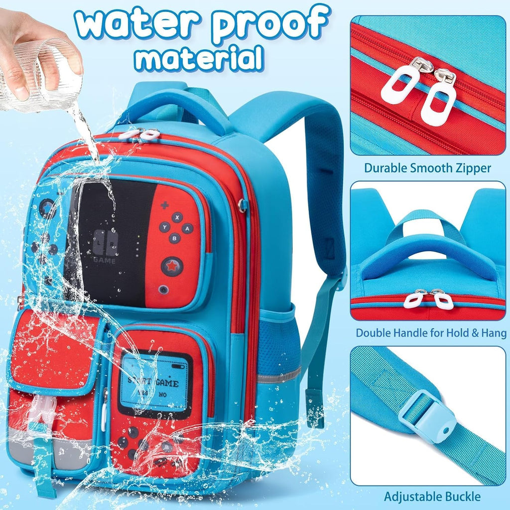 Fimibuke Kids Backpack For School Boys, 3 Pcs Gamer Backpack With Lunch Box | W/ Pencil Case, Gaming Bookbag For Teen Boys Kid Children Student Kindergarten Elementary Middle High School Travel Backpacks