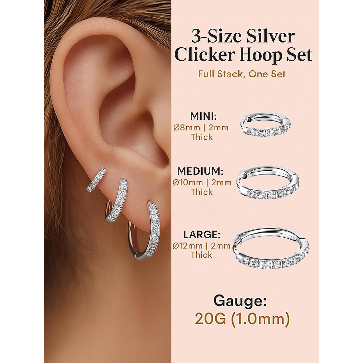 316L Surgical Steel Huggie Hoop Earrings,Dainty Pave Cubic Zirconia Cartilage Tiny Earring for Sensitive Ears Hypoallergenic Lightweight for Women Men
