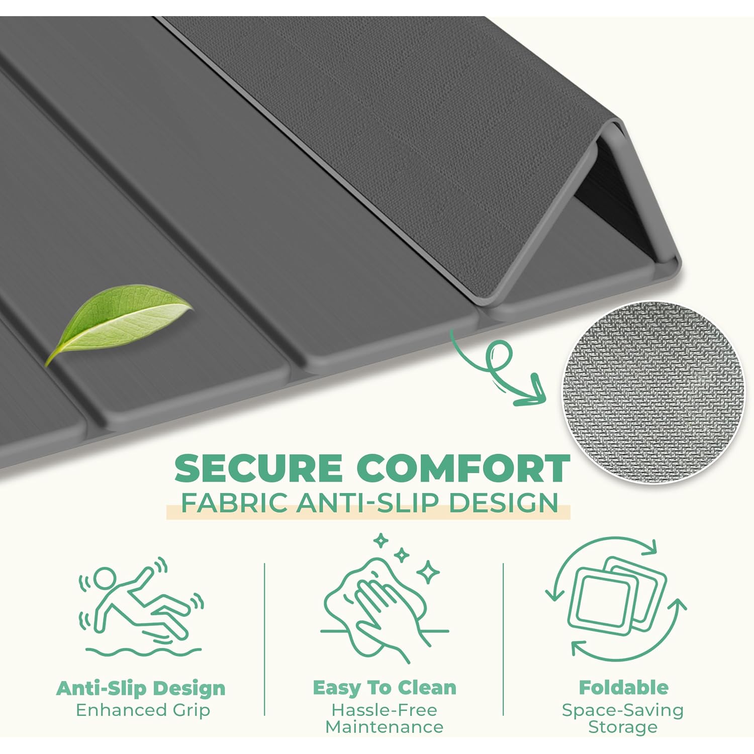 Stone Bath Mat - Non-Slip Foldable Diatomite Bath Mat 23.6 X 15.3”, Super Absorbent & Quick Drying Bathroom Mat | Easy To Clean Shower Floor Mat, Dark Gray