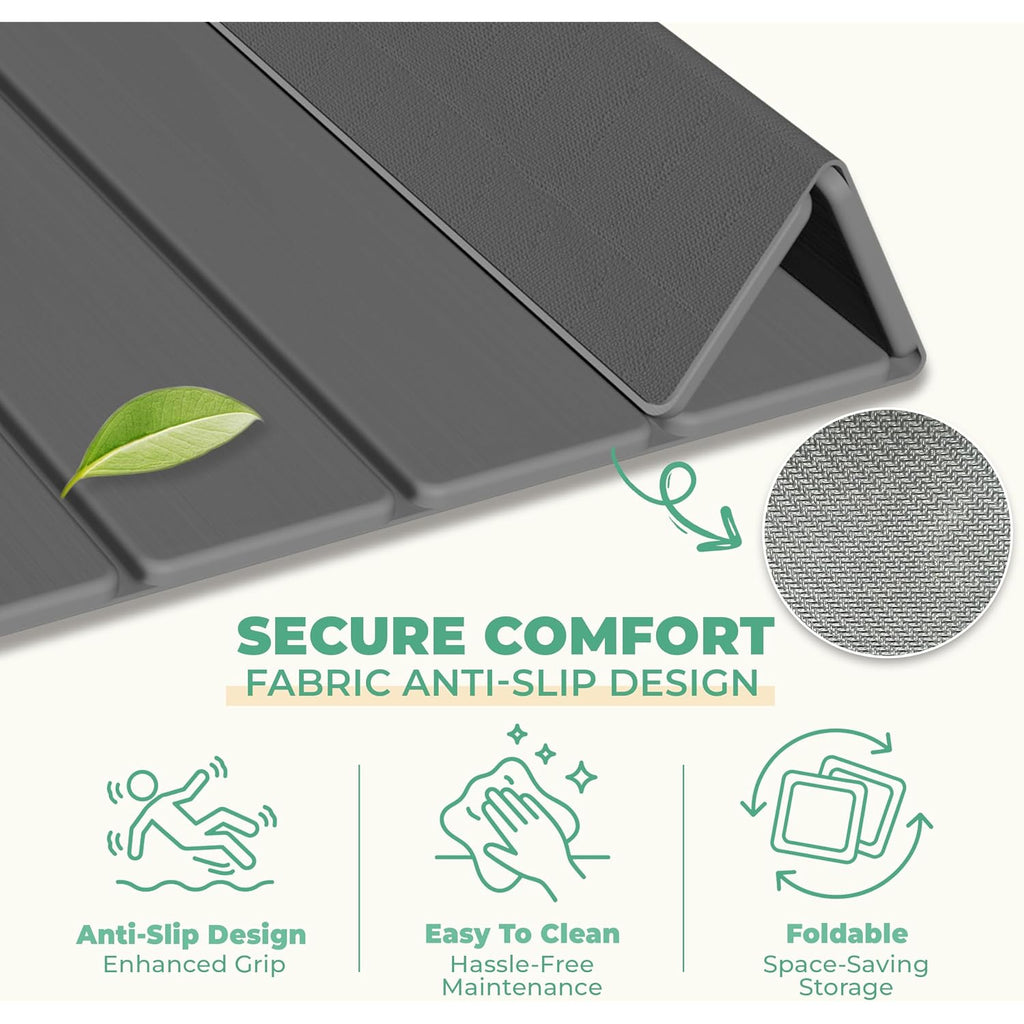 Stone Bath Mat - Non-Slip Foldable Diatomite Bath Mat 23.6 X 15.3”, Super Absorbent & Quick Drying Bathroom Mat | Easy To Clean Shower Floor Mat, Dark Gray