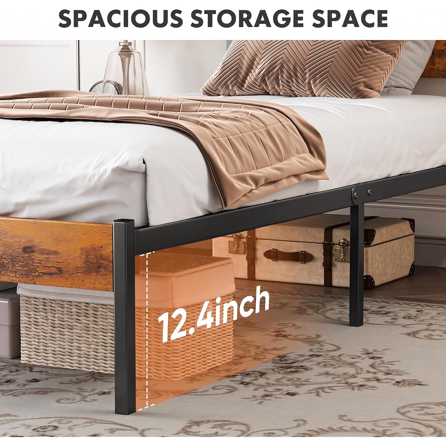 Sweetcrispy Twin Size Metal Platform Bed Frame - Mattress Foundation With Headboard And And Footboard, No Box Spring Needed With 700Lbs Sturdy Wooden Slats Support, Noise Free, Easy Assembly