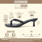 Cushionaire Miami Kitten Heels For Women, Thong Flip Flop Heeled Sandals With Memory Foam, Slip On Dressy Sandal