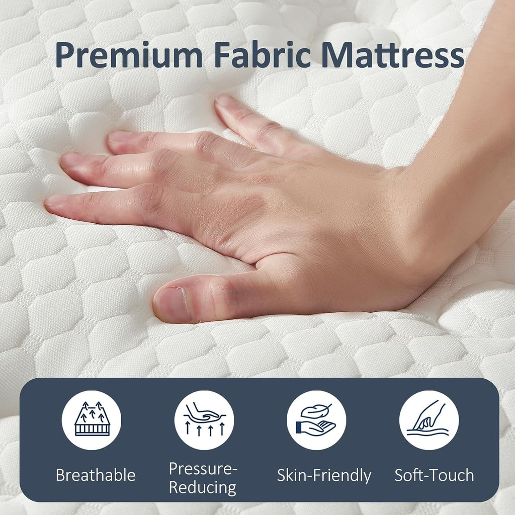 Queen Mattress, 12 Inch Queen Size Mattress In A Box, Memory Foam Mattress With Pocket Springs, Medium Firm, Lumbar Support & Motion Isolation, Pressure Relief & Breathable Comfort