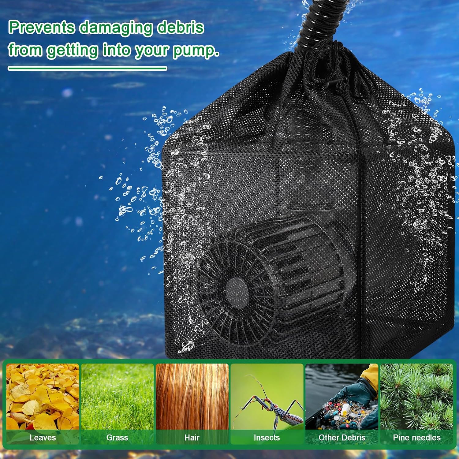 Pond Filter Bag, Pump Barrier Bag | Anti-Clogging Cube Filter Box, Black Media Bag Pump Mesh Bag For Outdoor Water Fish Ponds