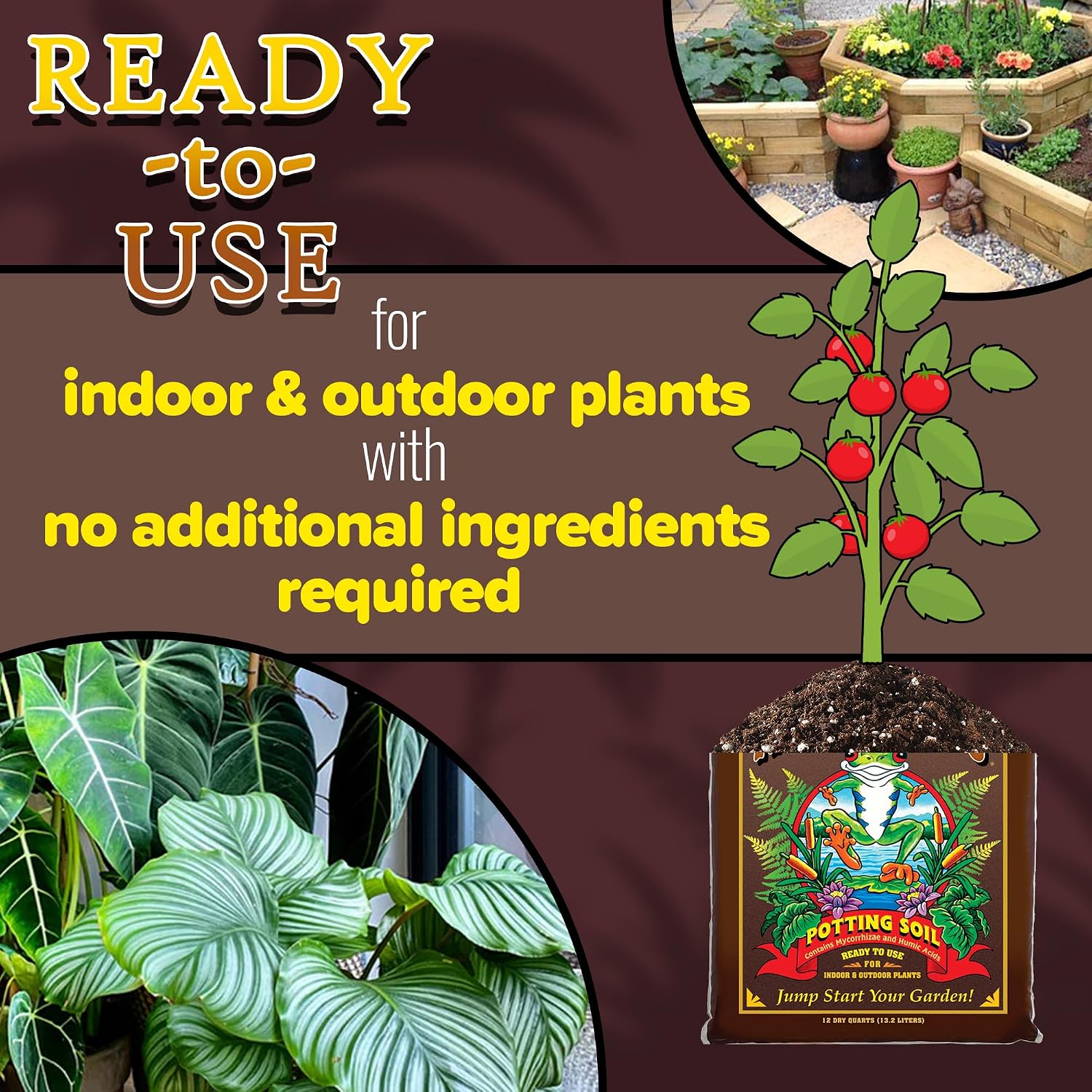Foxfarm Happy Frog Potting Soil With 2 Plant Tags, 12 Quarts – Ready-To-Use Amended Container Blend With Soil Microbes, Earthworm Castings & Bat Guano – For Indoor & Outdoor Plants