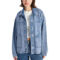 Jean Jackets For Women Trendy Button Up Denim Shirt Jacket Oversized Long Sleeve Coat Fashion Clothes With Pockets