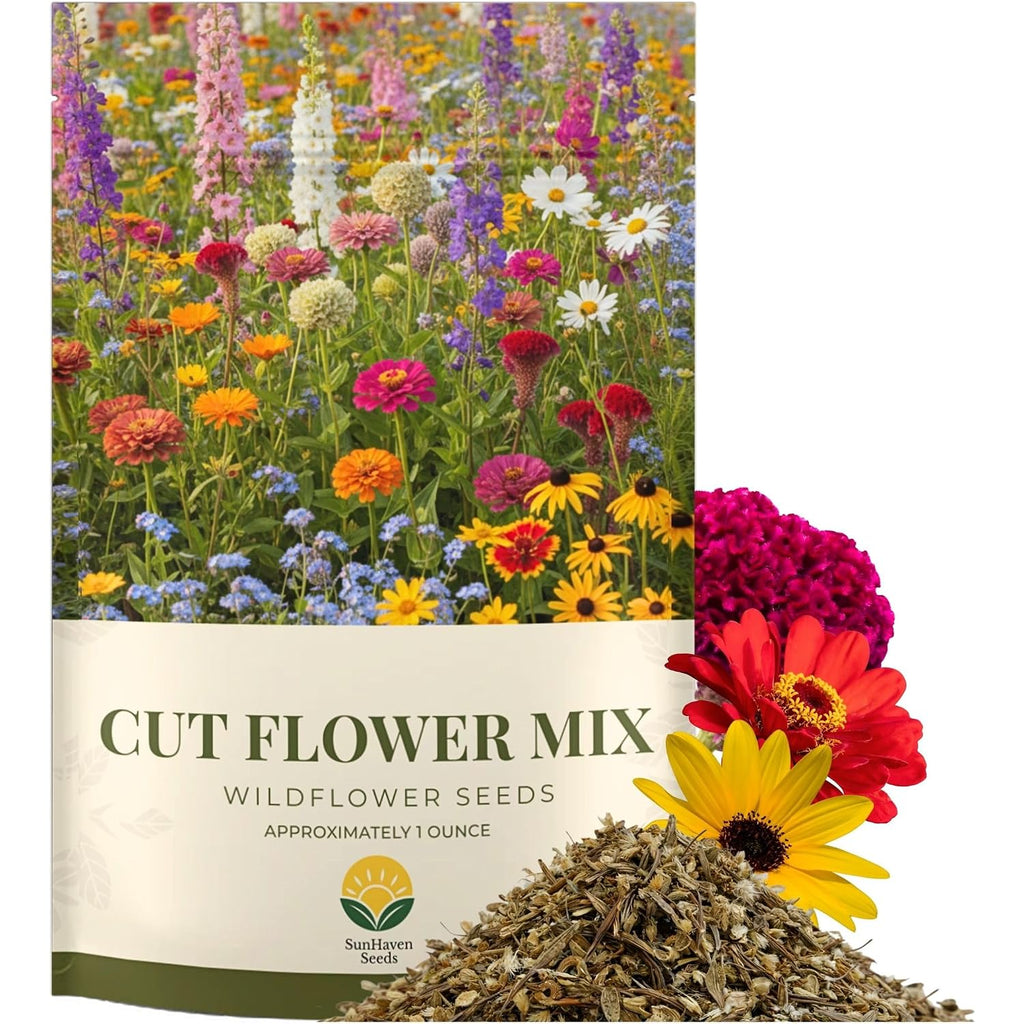 Cut Flower Garden Seed Mix – 15,000+ Seeds – 1 Oz Extra Large Packet – Non-Gmo Flower Seeds – Zinnia, Cosmos, Larkspur, Calendula, Bishop’S Flower & More For Bouquets & Cutting Gardens