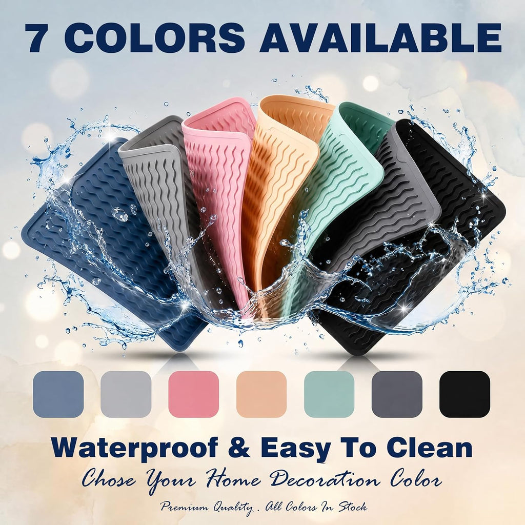2 Pack Caketime Silicone Dish Drying Mat For Kitchen Counter Heat Resistant Under Sink Waterproof Coffee Bar Accessories Dining Rack Stone Utensil Holder Countertop Decor Must Haves 2026