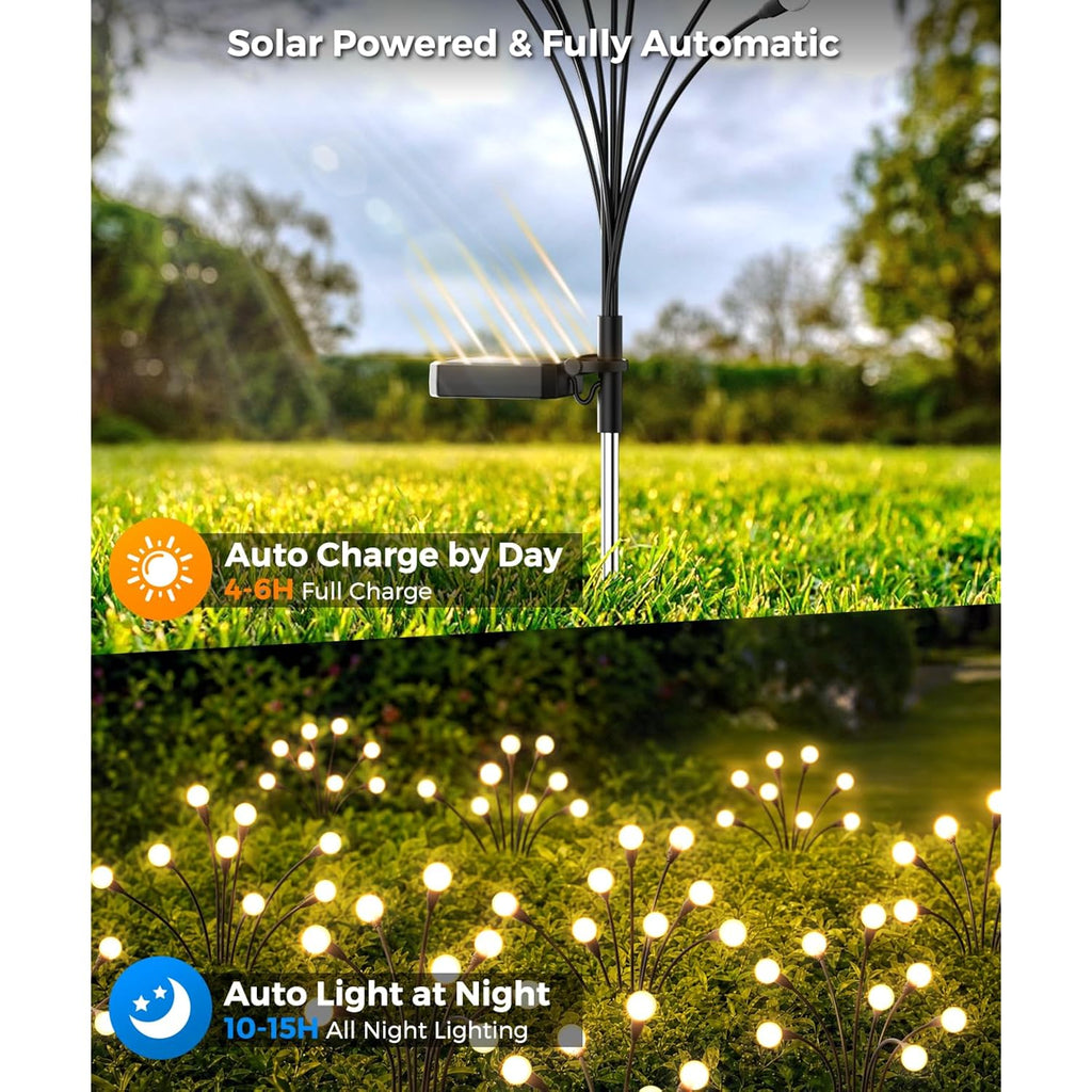 6 Pack Solar Garden Lights 48 Led, Solar Lights Outdoor Waterproof Ip65, Decorative Garden Lights Solar Powered For Yard Patio Pathway Decor, Outside Fairy Firefly Lights Garden Gifts