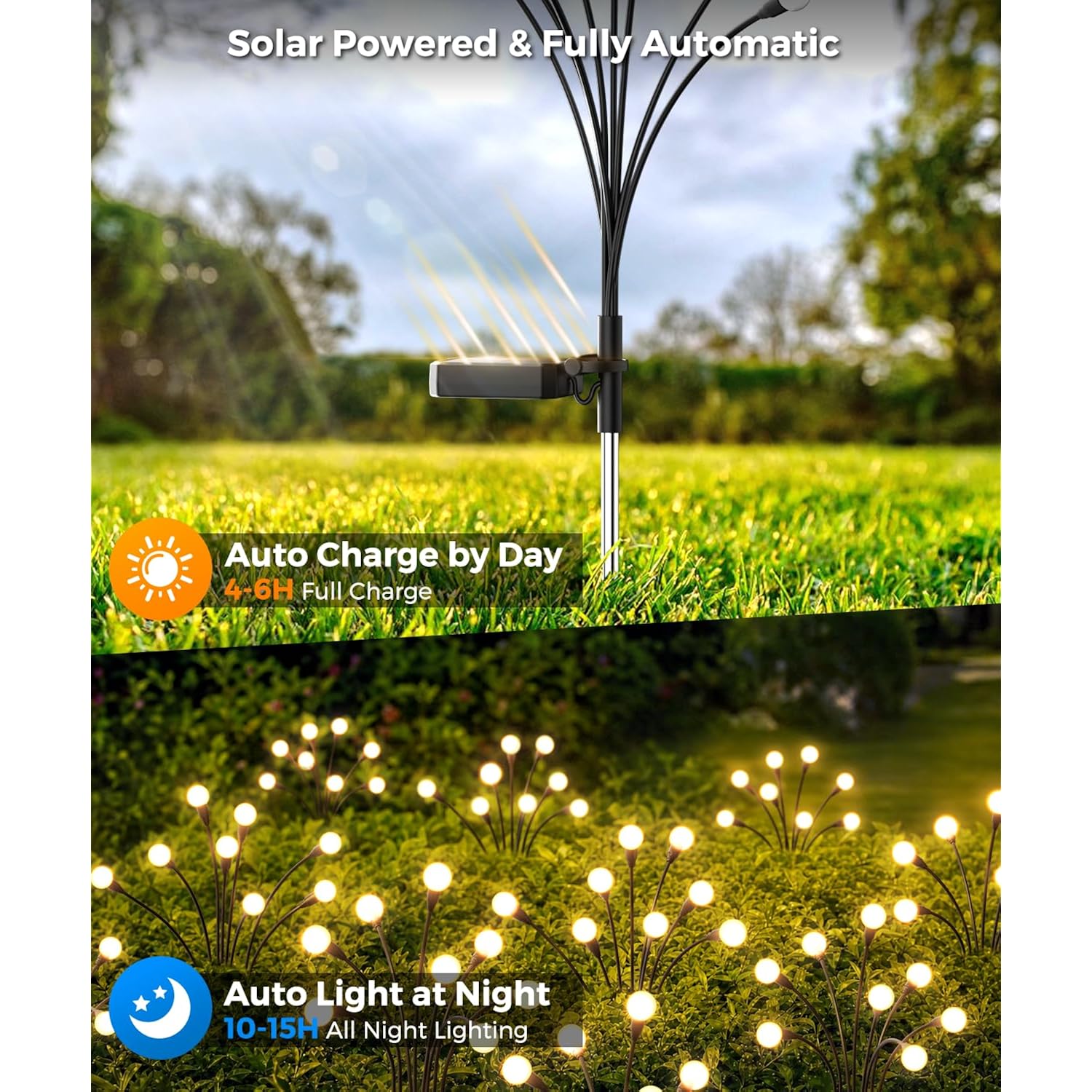 6 Pack Solar Garden Lights 48 Led, Solar Lights Outdoor Waterproof Ip65, Decorative Garden Lights Solar Powered For Yard Patio Pathway Decor, Outside Fairy Firefly Lights Garden Gifts